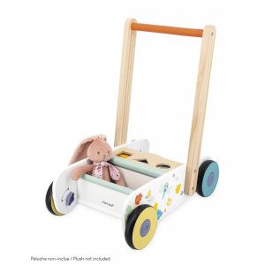 Chariot de marche enfant avec cubes en bois à encastrer pure Janod