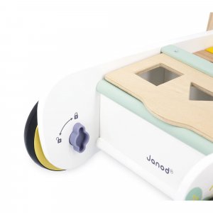 Chariot de marche enfant avec cubes en bois à encastrer pure Janod