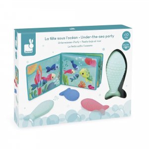 Livre de bain la fête sous l'océan et ses 3 aspergeurs Janod