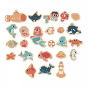 Lot de 24 magnets monde marin Janod