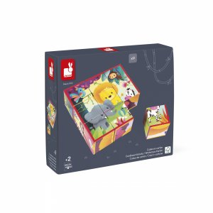 Lot de 9 cubes en carton animaux de la jungle Janod