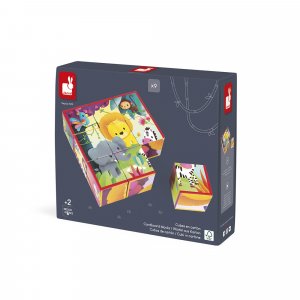 Lot de 9 cubes en carton animaux de la jungle Janod