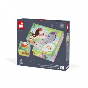 Lot de 9 cubes animaux de la ferme Janod