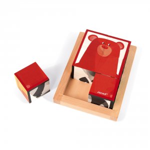 Lot de 6 cubes en bois forêt zigolos Janod