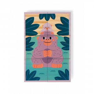 Lot de 6 cubes en bois animaux Janod