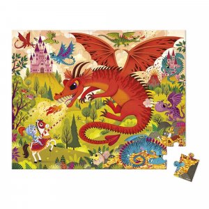 Puzzle enfant 54 pièces royaume des dragons Janod