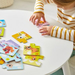 Lot de 12 puzzles de 2 pièces parents et bébés animaux Janod