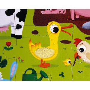 Puzzle enfant tactile les animaux de la ferme 20 pièces Janod