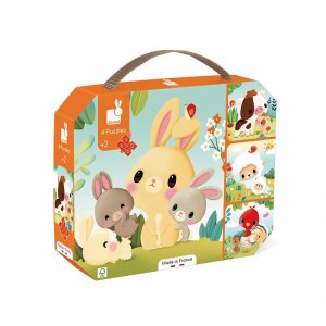 Lot de 4 puzzles évolutifs animaux de la ferme Janod