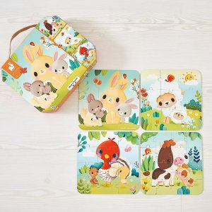Lot de 4 puzzles évolutifs animaux de la ferme Janod