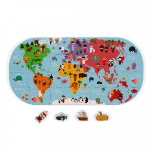 Puzzle de bain carte des explorateurs Janod