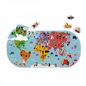 Puzzle de bain carte des explorateurs Janod
