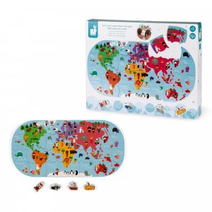 Puzzle de bain carte des explorateurs Janod