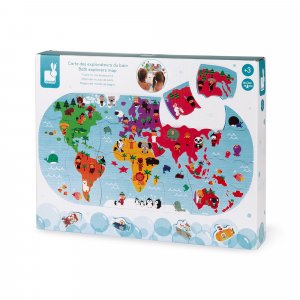 Puzzle de bain carte des explorateurs Janod