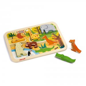 Puzzle en bois chunky animaux du zoo 7 pièces Janod