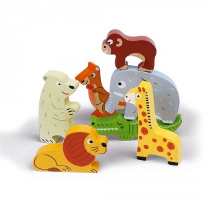 Puzzle en bois chunky animaux du zoo 7 pièces Janod
