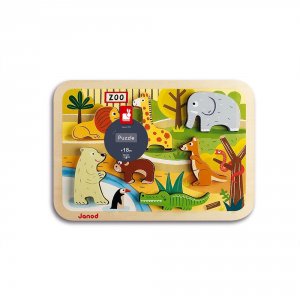 Puzzle en bois chunky animaux du zoo 7 pièces Janod