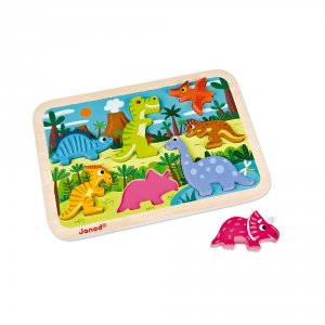 Puzzle en bois chunky dinosaures 7 pièces Janod