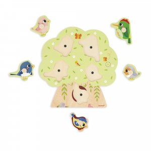 Puzzle sonore en bois enfant 5 pièces oiseau Janod