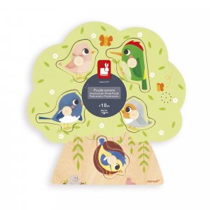 Puzzle sonore en bois enfant 5 pièces oiseau Janod