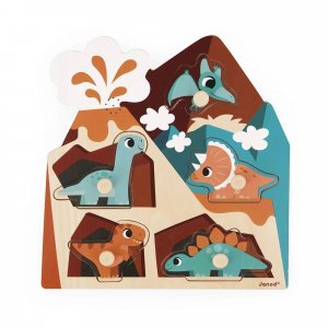 Puzzle sonore en bois enfant 5 pièces dinosaures Janod