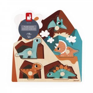 Puzzle sonore en bois enfant 5 pièces dinosaures Janod