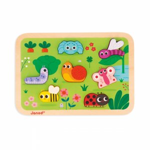 Puzzle en bois chunky animaux du jardin 7 pièces Janod
