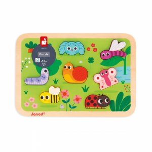 Puzzle en bois chunky animaux du jardin 7 pièces Janod