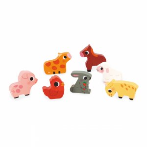 Puzzle en bois chunky animaux de la ferme 7 pièces Janod