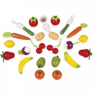 Panier de 24 fruits et légumes en bois Janod