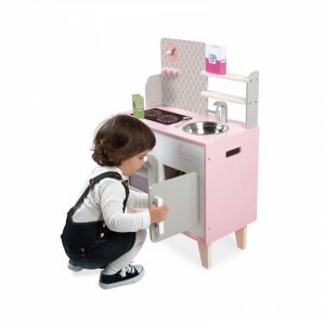 Cuisine enfant en bois macaron rose Janod