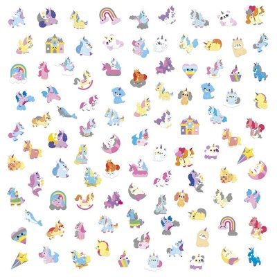 100 gommettes stickers licornes
