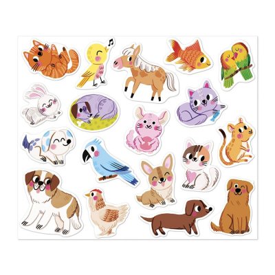 100 gommettes stickers animaux de compagnie