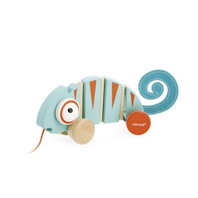 Jouet à tirer en bois caméléon tropik