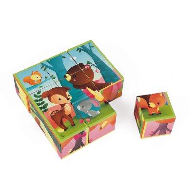 Lot de 9 cubes en carton animaux de la forêt