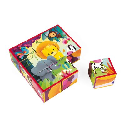 Lot de 9 cubes en carton animaux de la jungle
