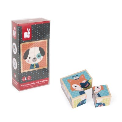 Lot de 4 cubes en bois portraits de la forêt