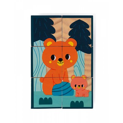 Lot de 6 cubes en bois animaux