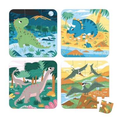 Lot de 4 puzzles évolutifs dinosaures