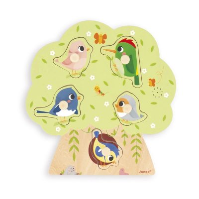 Puzzle sonore en bois enfant 5 pièces oiseau