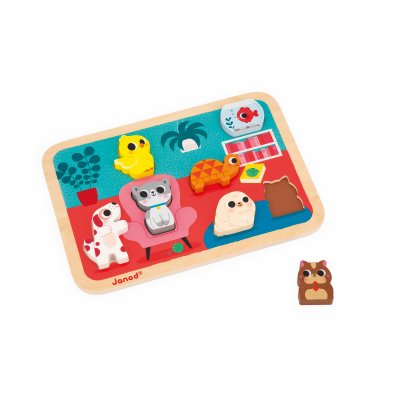 Puzzle en bois chunky animaux familiers 7 pièces