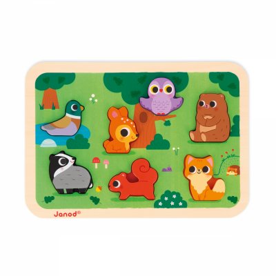 Puzzle en bois chunky animaux de la forêt 7 pièces