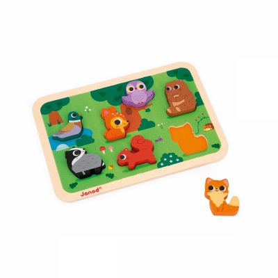 Puzzle en bois chunky animaux de la forêt 7 pièces