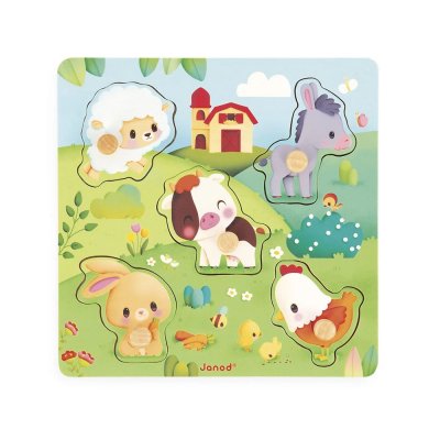 Puzzle en bois premier âge ferme 5 pièces