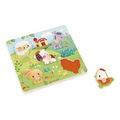 Puzzle en bois premier âge ferme 5 pièces