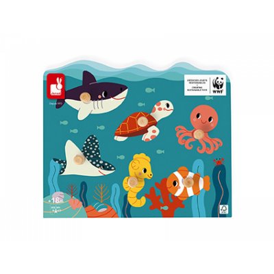 Puzzle en bois animaux marins wwf 6 pièces
