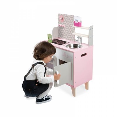 Cuisine enfant en bois macaron rose