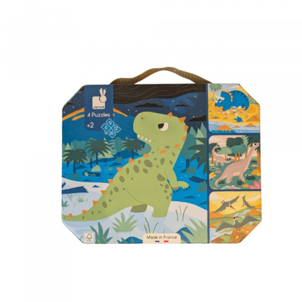 Les imparfaits - lot de 4 puzzles évolutifs dinosaures Janod