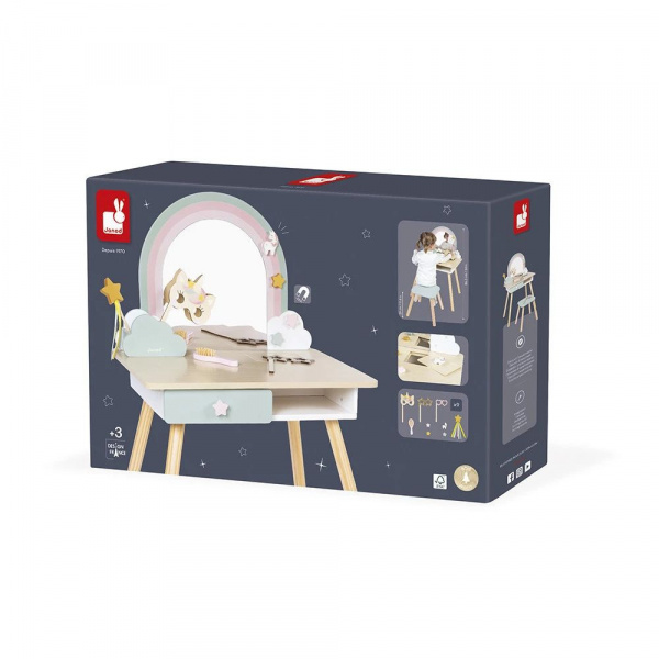 Coiffeuse en bois pour enfant licorne Janod