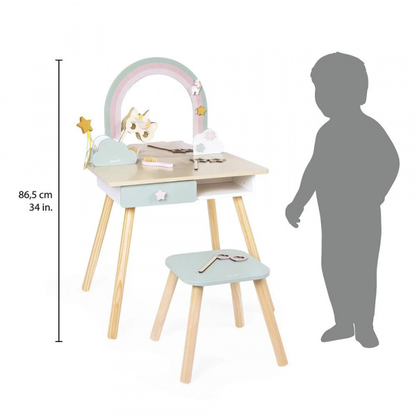 Coiffeuse en bois pour enfant licorne Janod